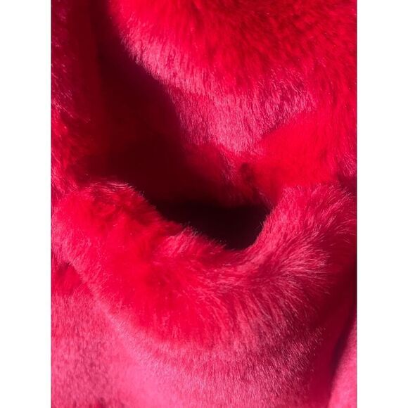 Zadig & Voltaire Jacket M/L Red Freeze Color Faux Fur Coat Medium Large - Picture 6 of 9